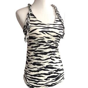 Juniors or Ladies Small Y2K Zebra Print Rags Halter Top XXI